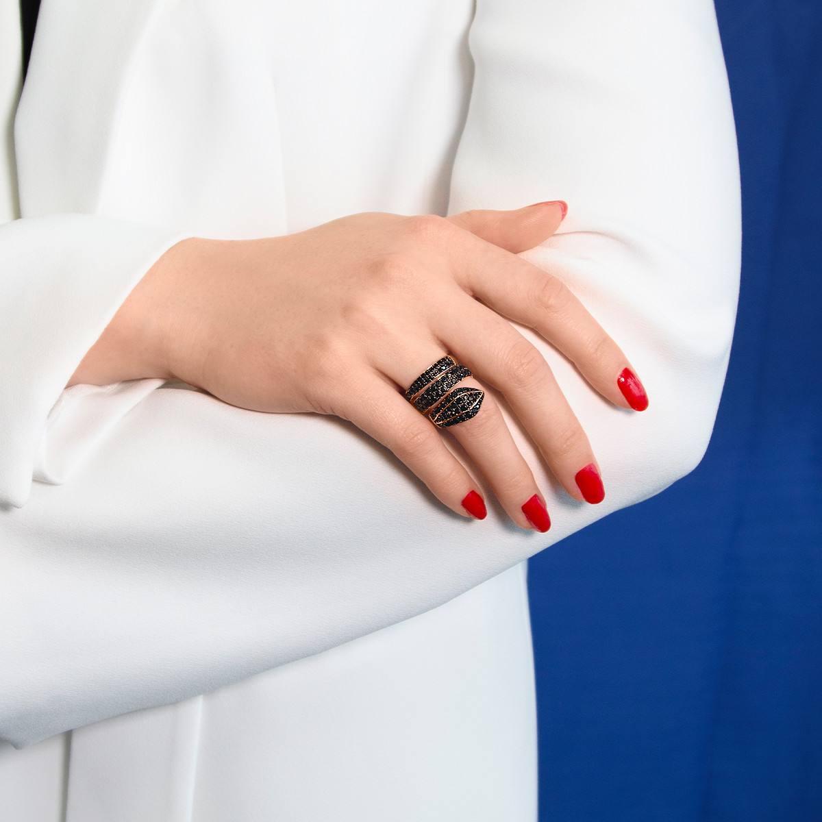 Bague argent 925 rose et ruthénium noir, zirconias