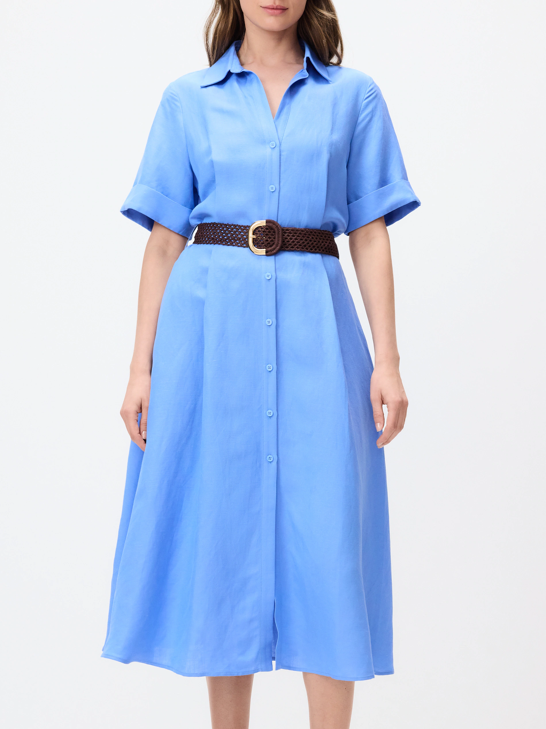 Midikleid aus Leinenmischung