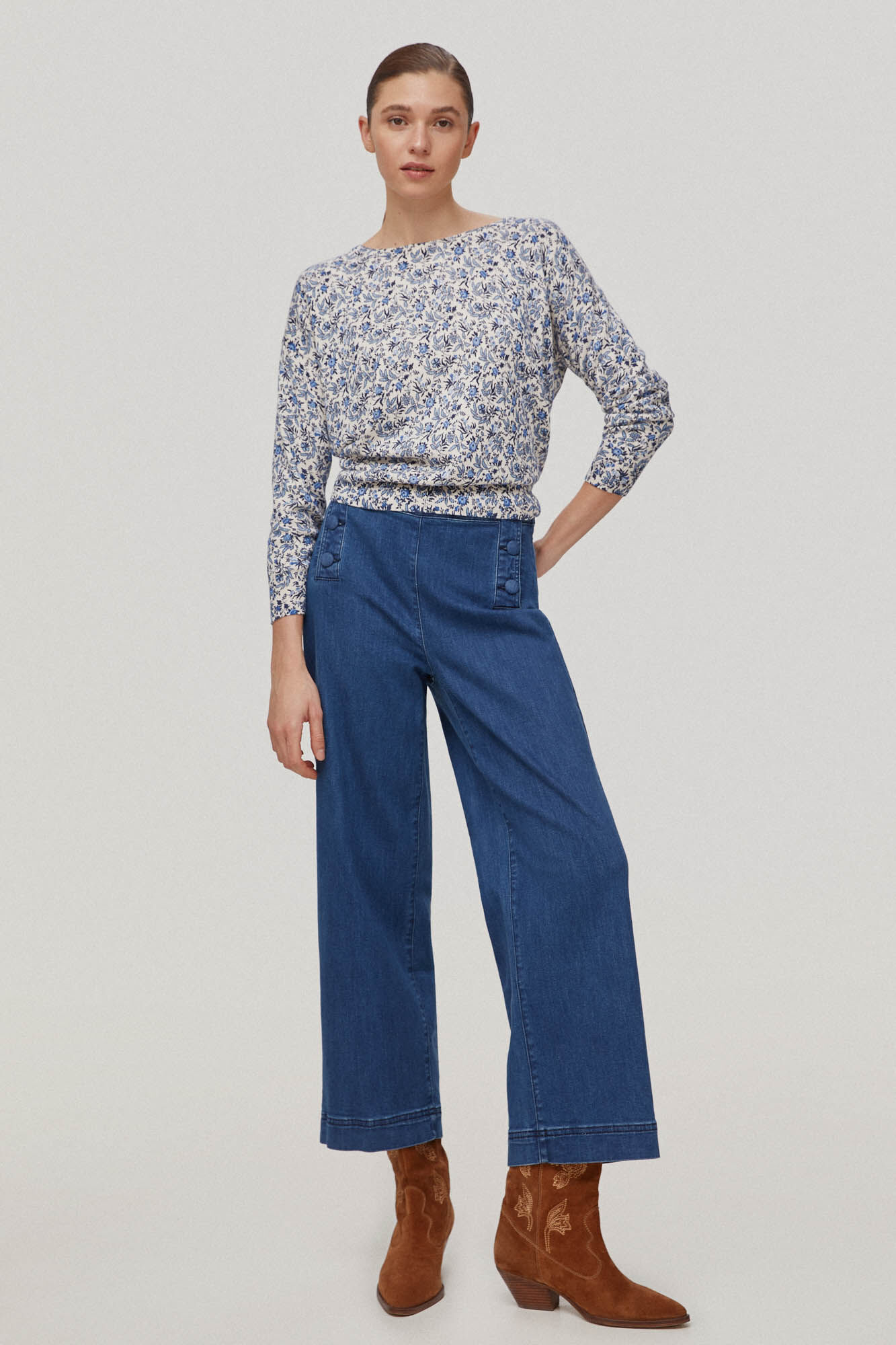 Camiseta com estampa floral - Azul