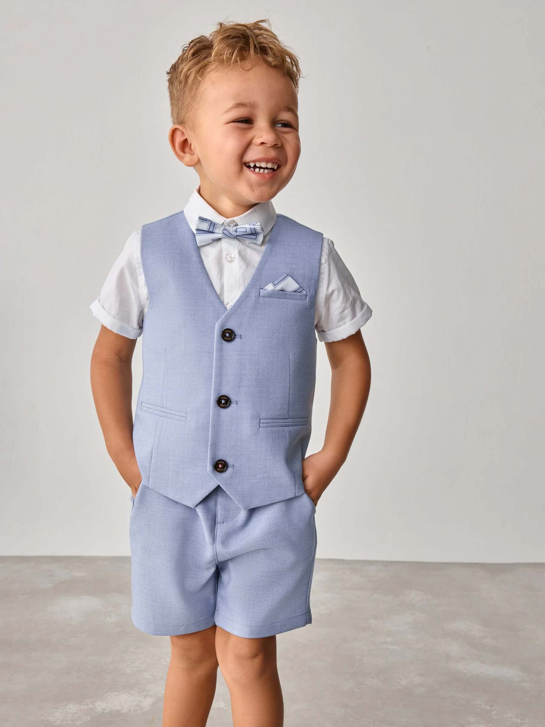 Baker by Ted Baker Mid Blue Shirt Waistcoat and Shorts Set