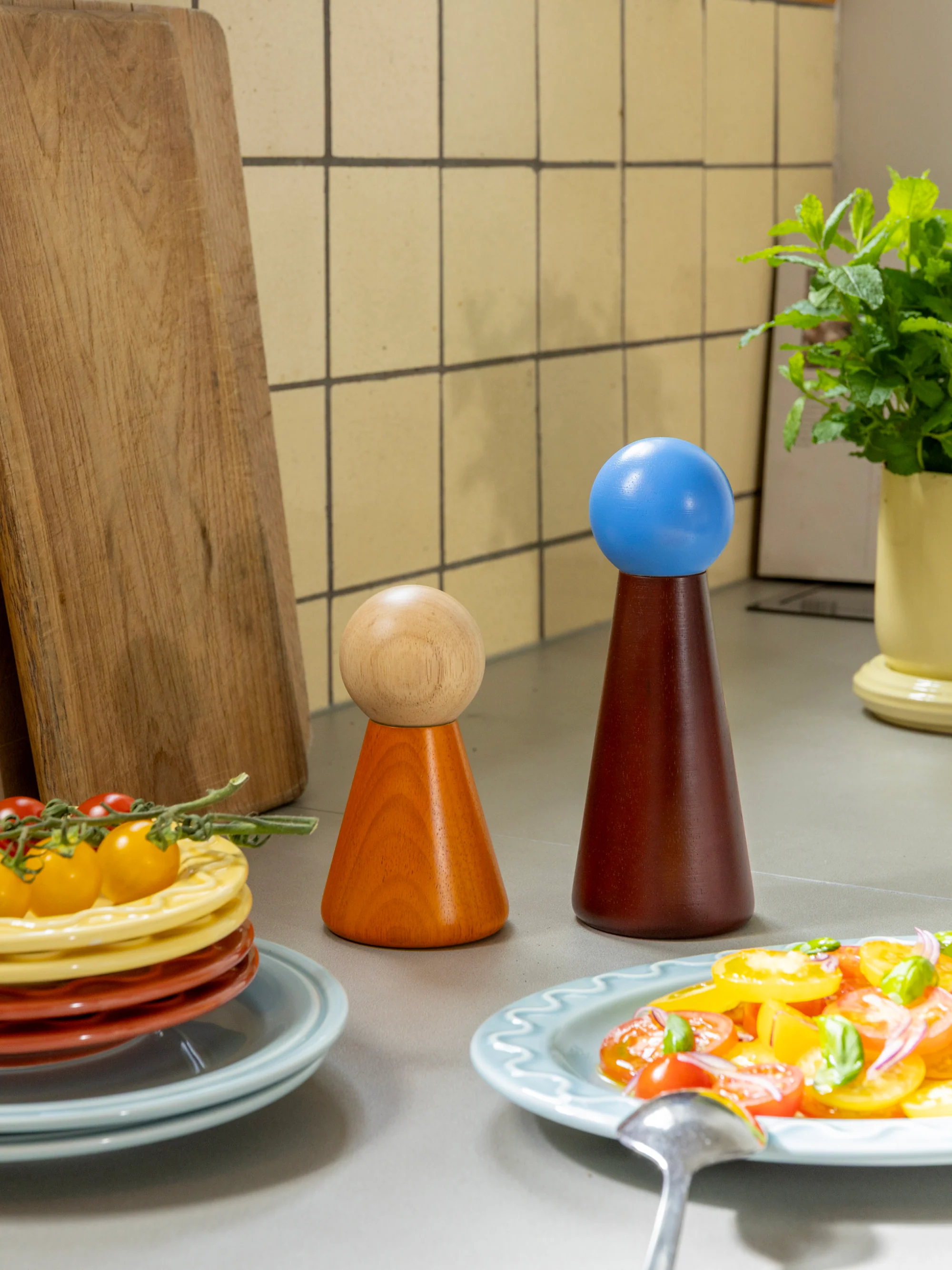 Handgemaakte houten zout- en pepermolen Halma