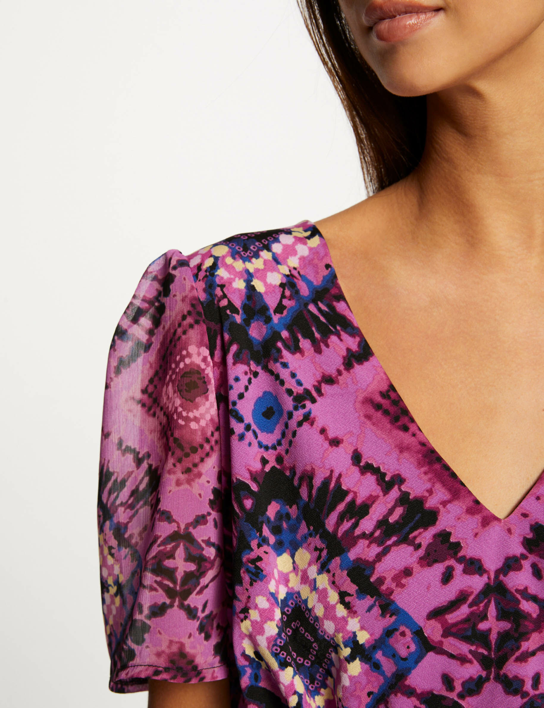 T-shirt manches courtes imprimé abstrait multico femme - multico