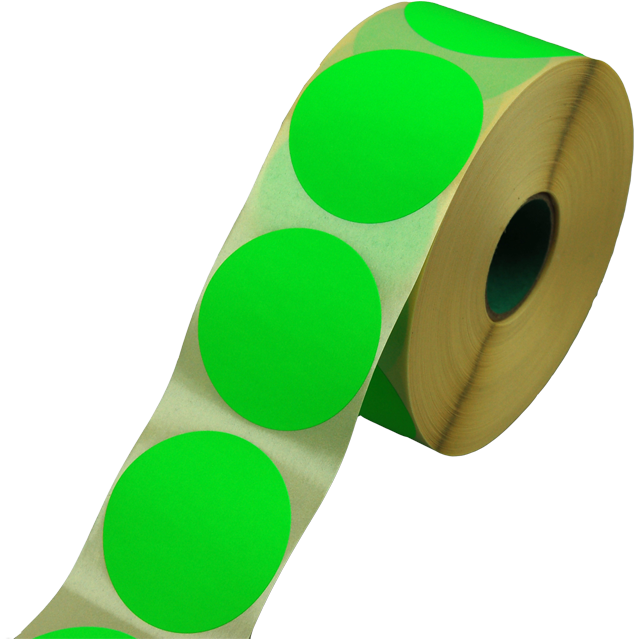 Etiket, Reclame-etiket, papier, permanent, ∅62mm, fluor/groen