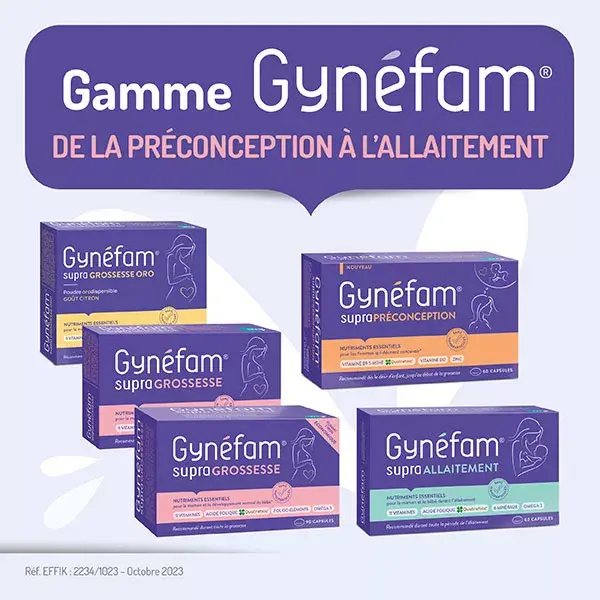 Gynefam Supra Pregnancy Oro, caixa com 28 sachês de pó orodispersível para 1 mês de gravidez.