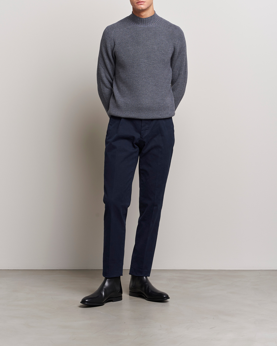 Gran Sasso Rainwool Mock Neck Grey Melange