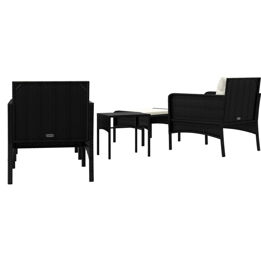 Salon de jardin meuble d'extérieur ensemble de mobilier 5 pièces avec coussins noir résine tressée