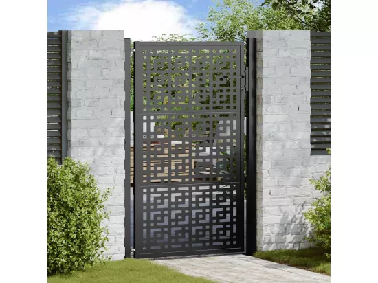 Portail de jardin noir 105x155 cm acier conception croisée