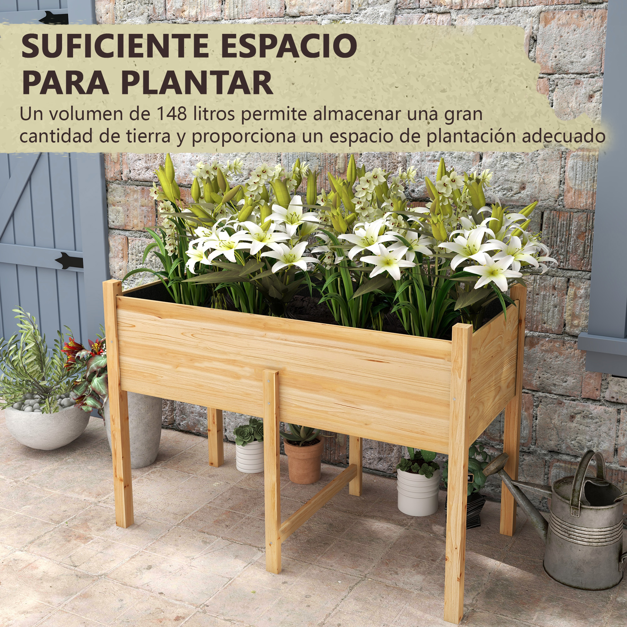 Mesa de cultivo Outsunny em madeira natural