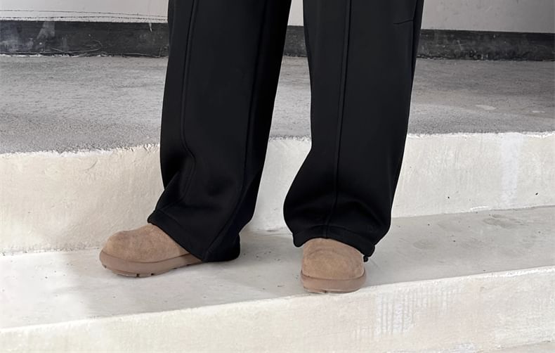 SIMPLE BLACK - Hoge taille effen wijde joggingbroek