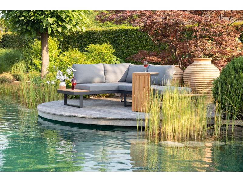 COCON Loungeset Ascona, Anthrazit, 4 Sitzplätze Zwei Sofas und ein Beistelltisch für Garten, Terrasse oder Balkon