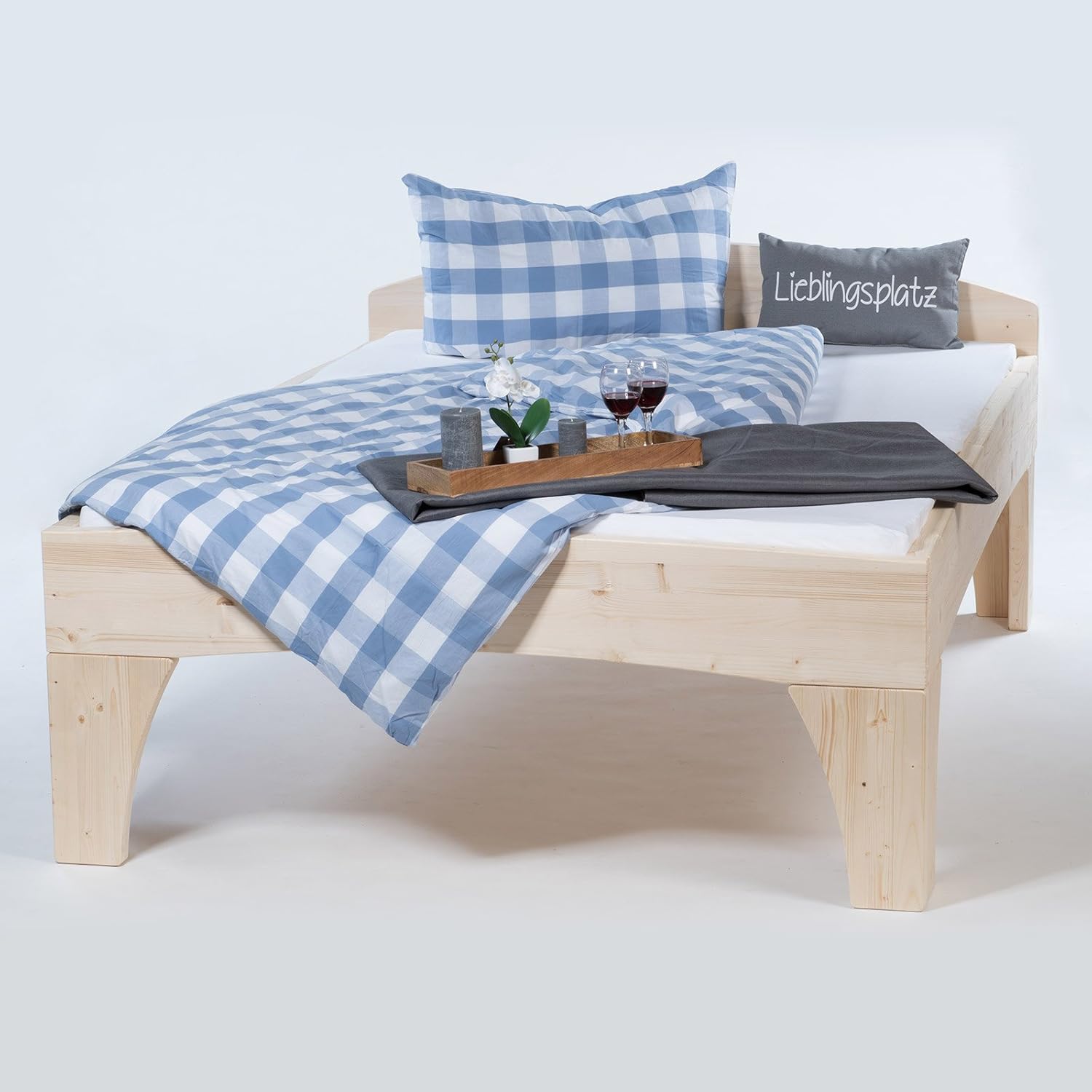TUGA - Holztech Zinkenbett Naturholzbett Daybett Holzbett Bett Doppelbett 80 90 120 140 160 180 200 x 200 220 (160 x 200)