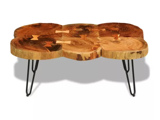 Table basse 35 cm 6 troncs Bois