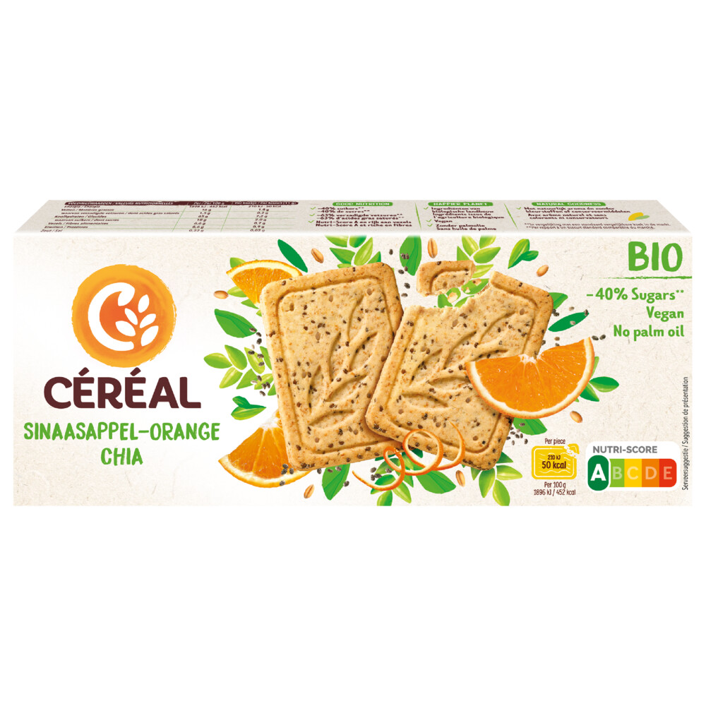 3x Céréal Healthy Bio Cake & Koekje Sinaasappel Chiazaad132 gr