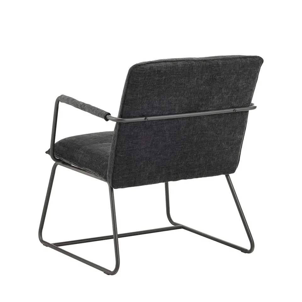 Fauteuil Hailey zwart chenille - Stof - Zwart
