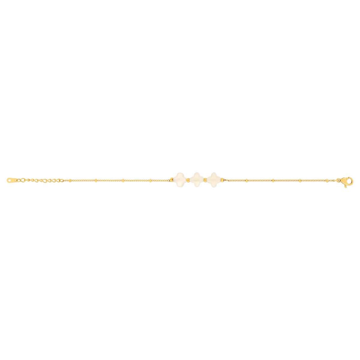 Bracelet acier doré 3 pierres de cristal 18 cm