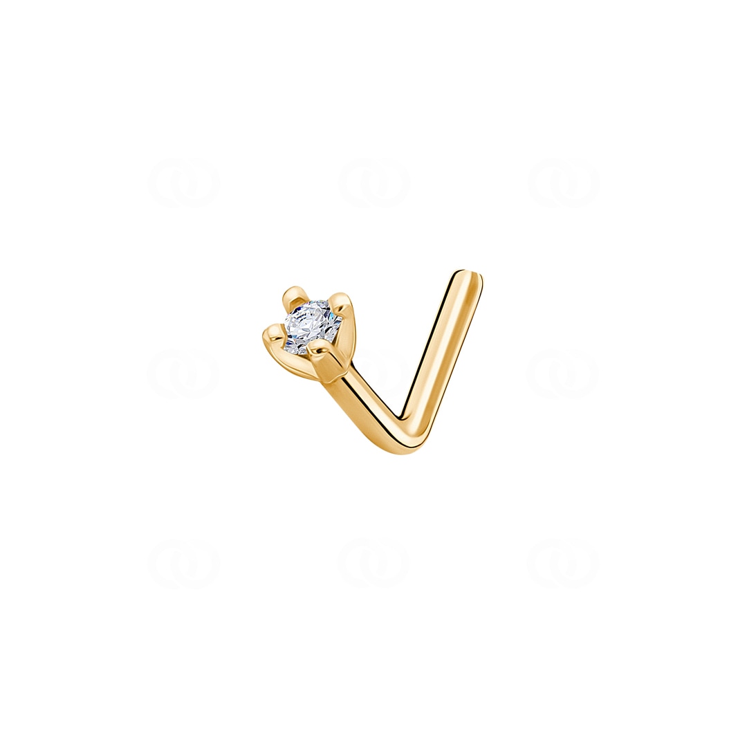 Nasenpiercing Winkel 750/18 K Gelbgold mit Diamant 0.01ct.