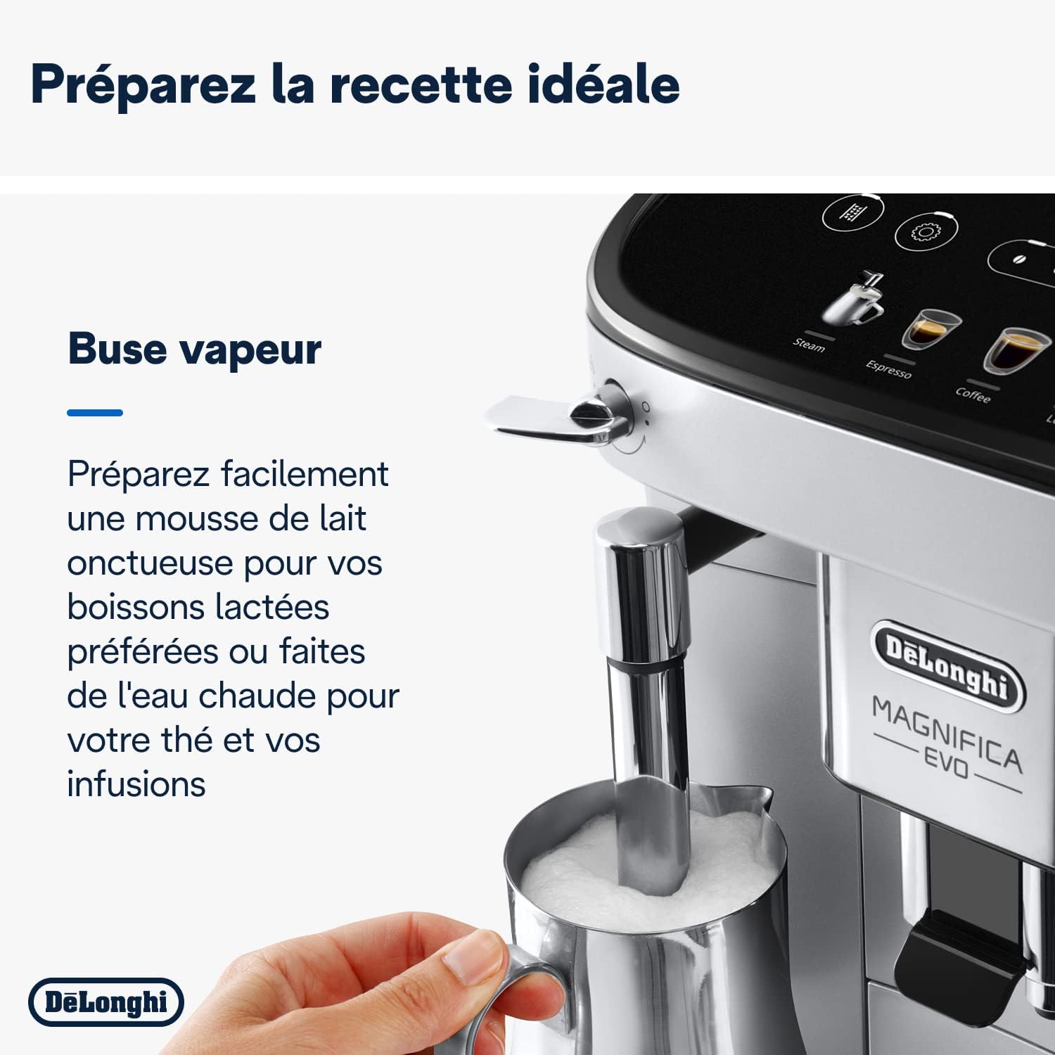 De'Longhi Magnifica Evo Machine a Café Grain ECAM292.33.SB, Machine Expresso et Cappucino, Argent [Exclusif Amazon], Cafè