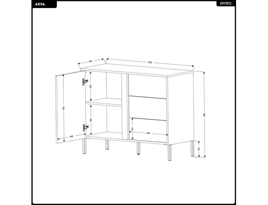 OTITEC - Commode - l.100 x h.80 x p.41 - arva - brun