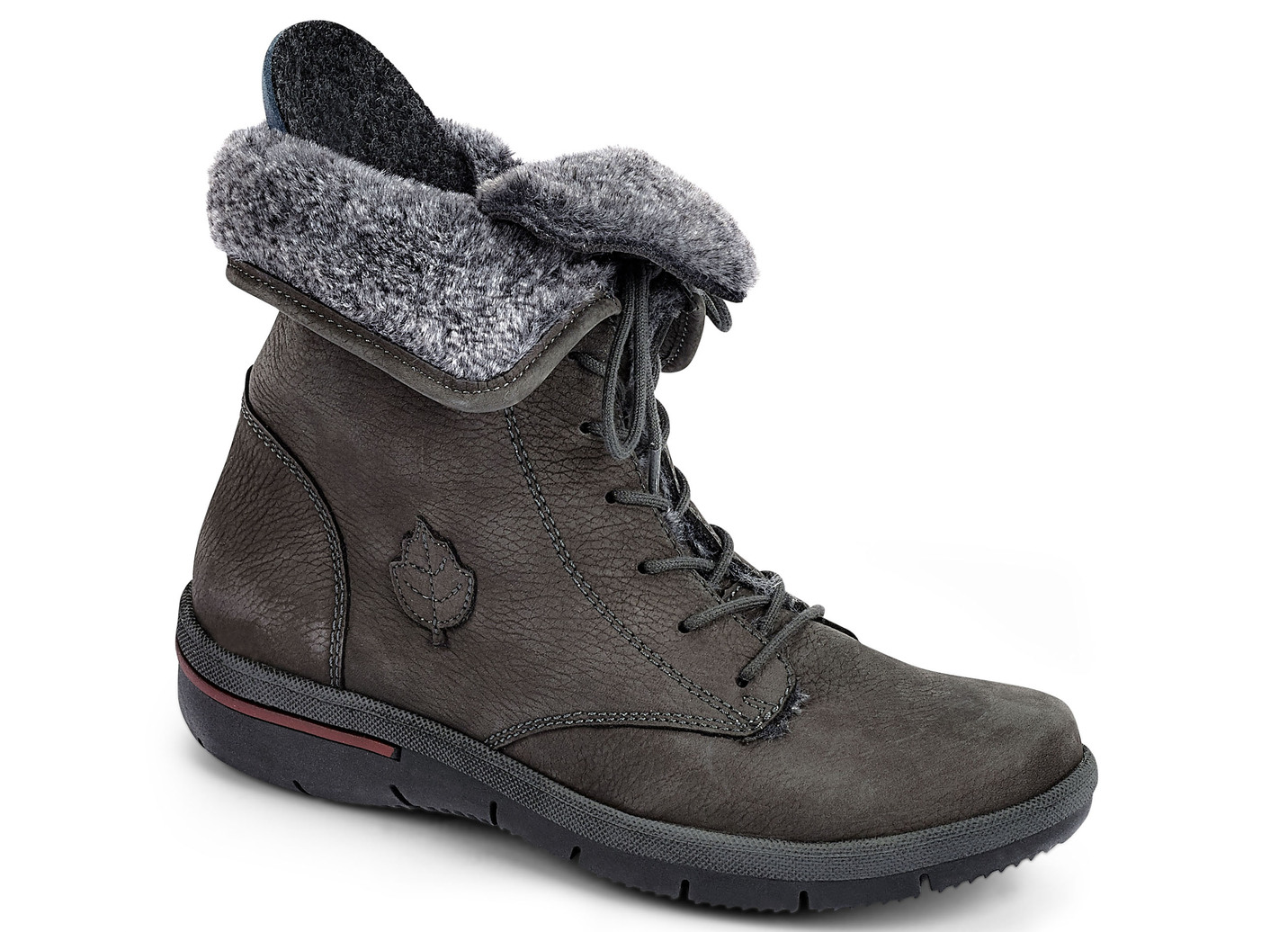 Waldläufer Schnür-Stiefelette mit kuscheligem Webpelzkragen