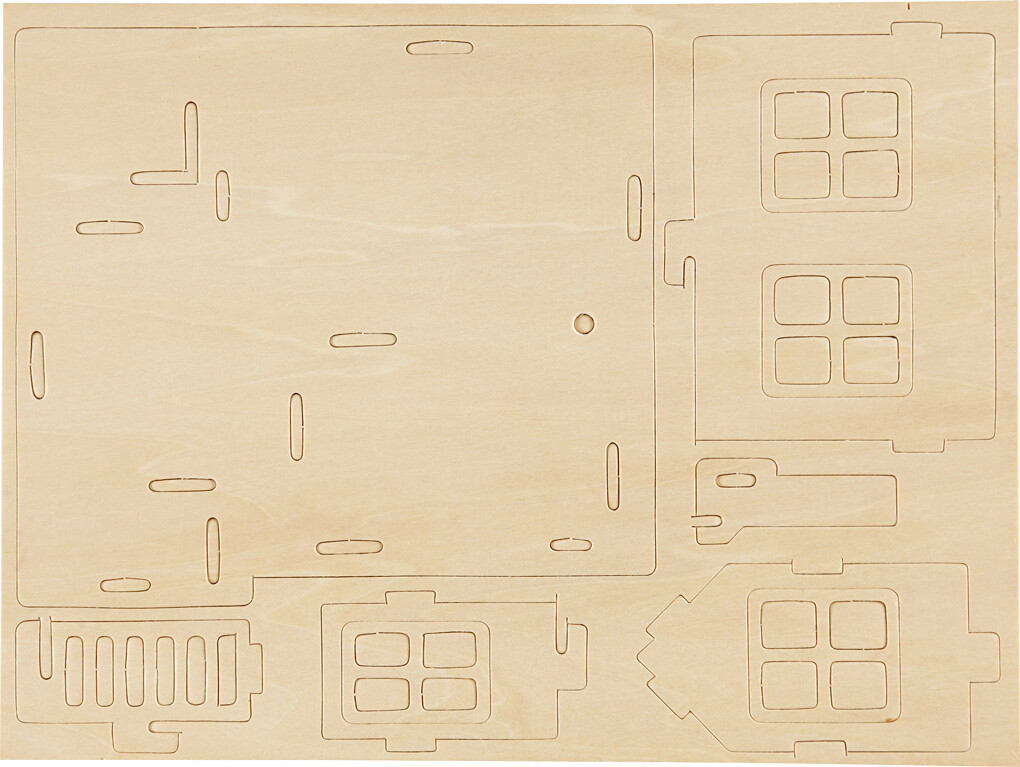 3D Træ Puslespil - Hus Med Terrasse - 19X17,5X15 CM