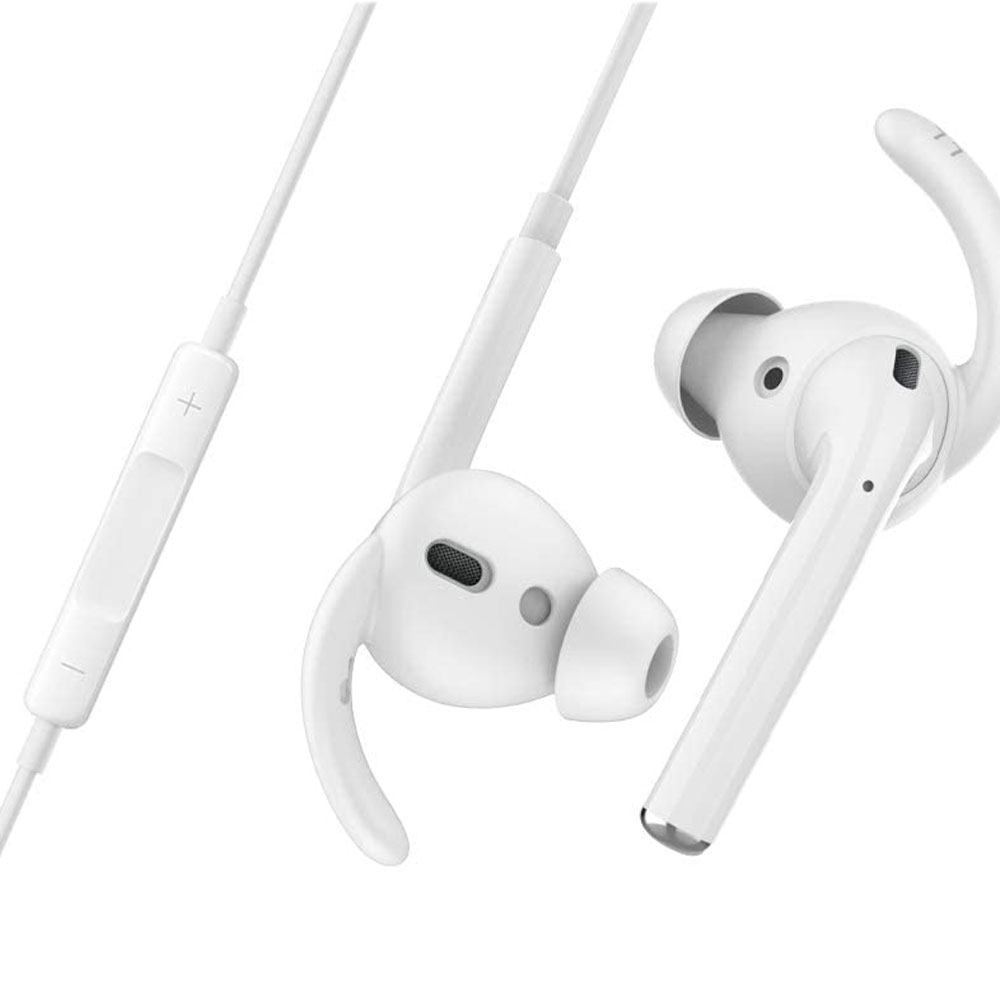 (3-tlg. Set) AirPods (1. & 2. Generation) / Earpods Silikon Ohrbügel Haken Halterung - Weiss