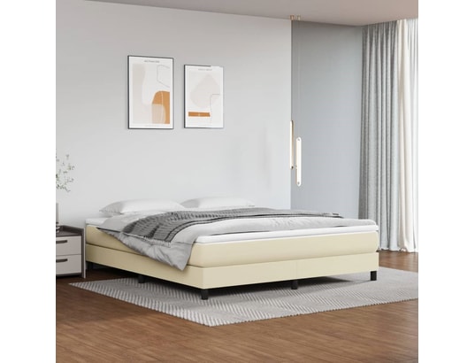 VIDAXL - Sommier 180 x 200 Sommier à ressorts de lit crème 180x200 cm similicuir