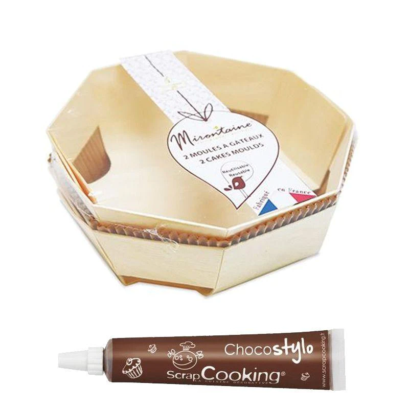 2 moules à gâteau en bois Ø 18 cm + Stylo chocolat Youdoit