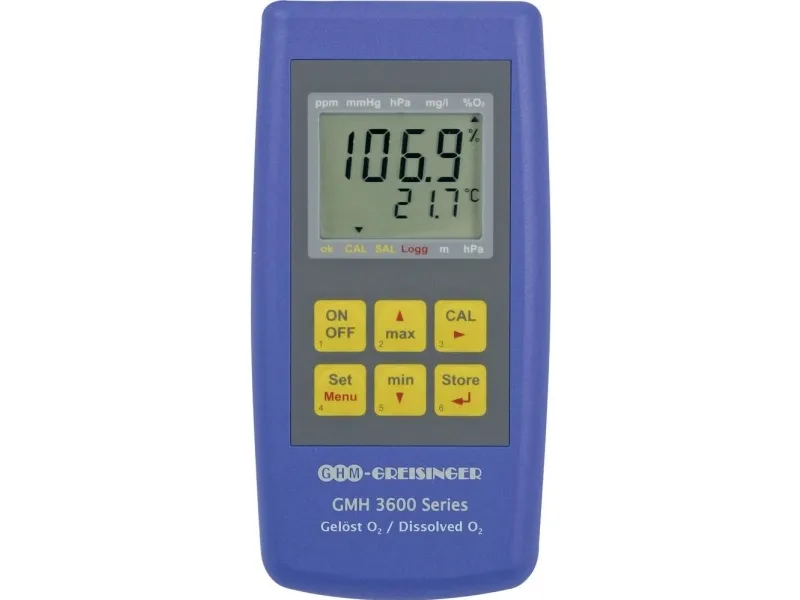 Greisinger GMH 3611-GL Iltmåleapparat Tryk, Ilt-koncentration, Ilt-mætning