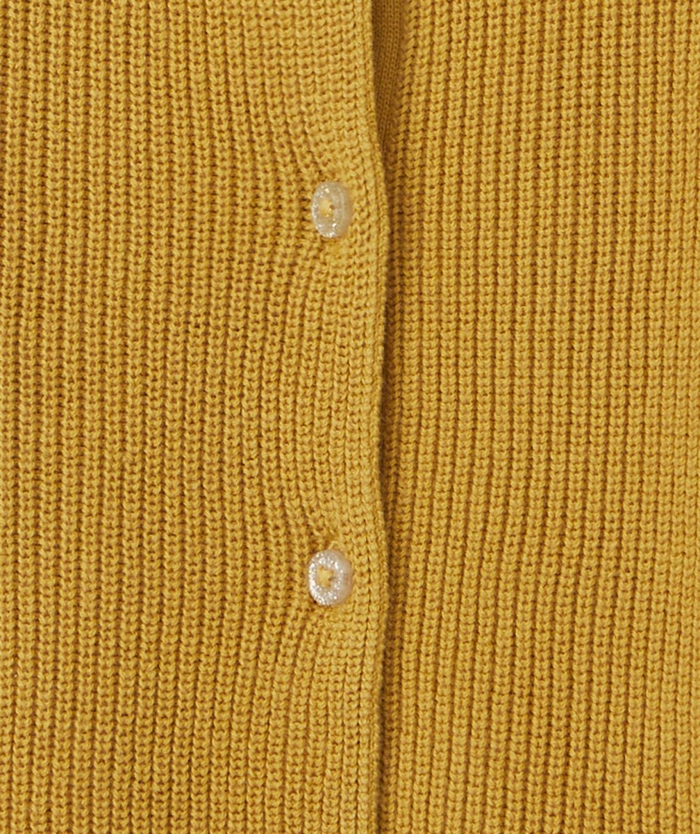 CARDIGAN EN MAILLE BÉBÉ FILLE JAUNE AVEC BOUTONS PAILLETÉS