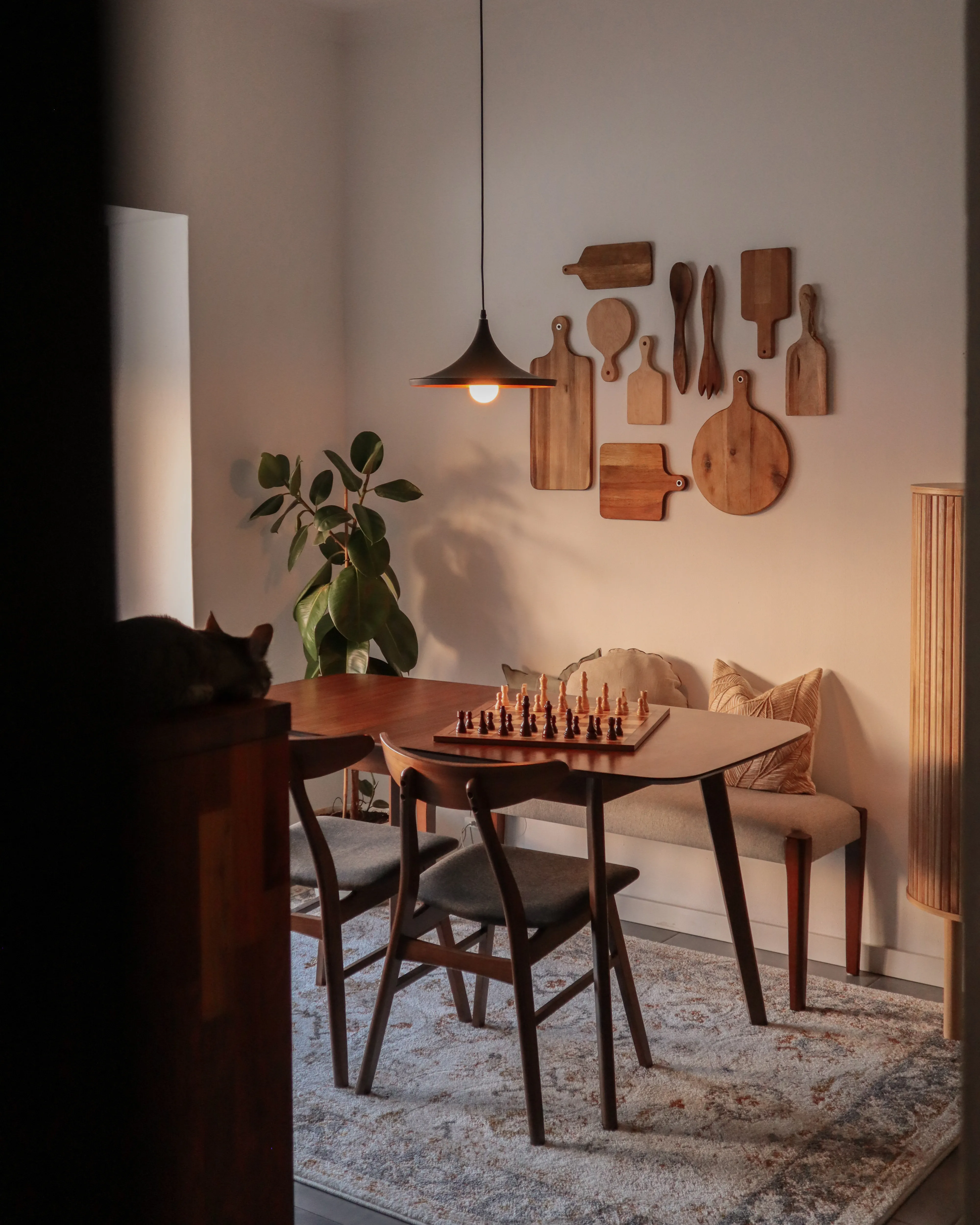 Set van 2 eetkamerstoelen LYNN Hout Donkerbruin/grijs