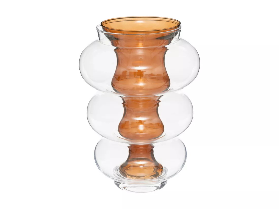 Vase double en verre modelé Ambre H 35 cm