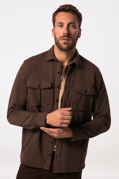 Hemd, Overshirt, Sweat, Vintage-Look, Langarm, Kentkragen, bis 8 XL