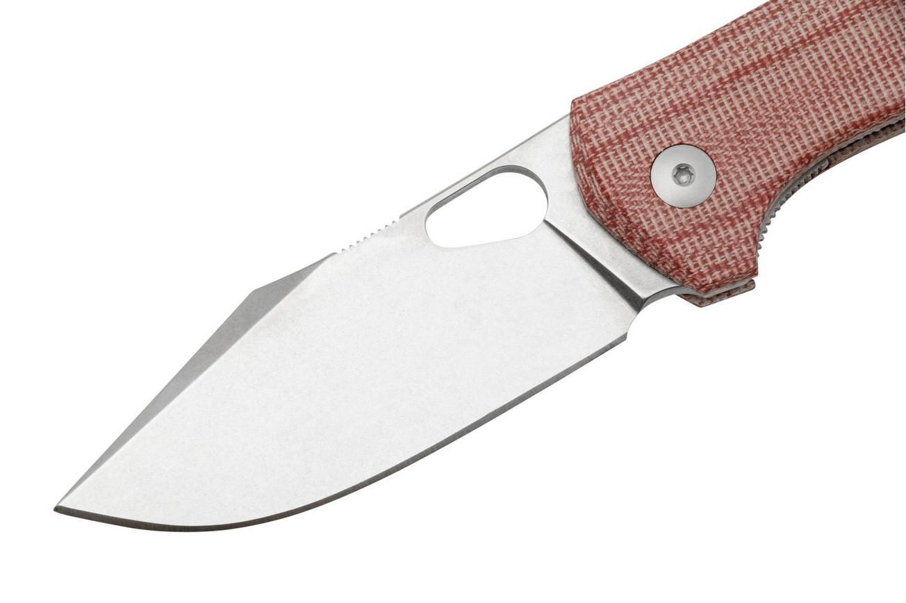 GiantMouse ACE Atelier, Elmax Stonewashed, Red Canvas Micarta zakmes