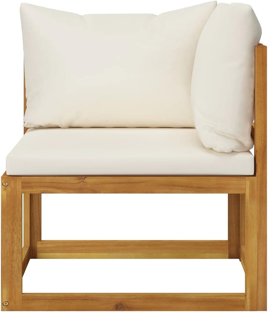 INLIFE 5-TLG. Garten-Lounge-Set mit Auflagen Creme Massivholz Akazie-7640