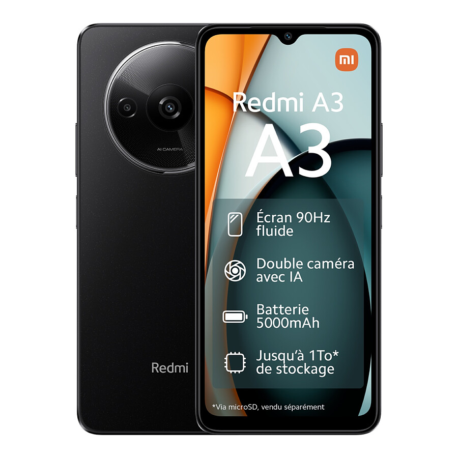 Xiaomi Redmi A3 (noir) - 128 Go