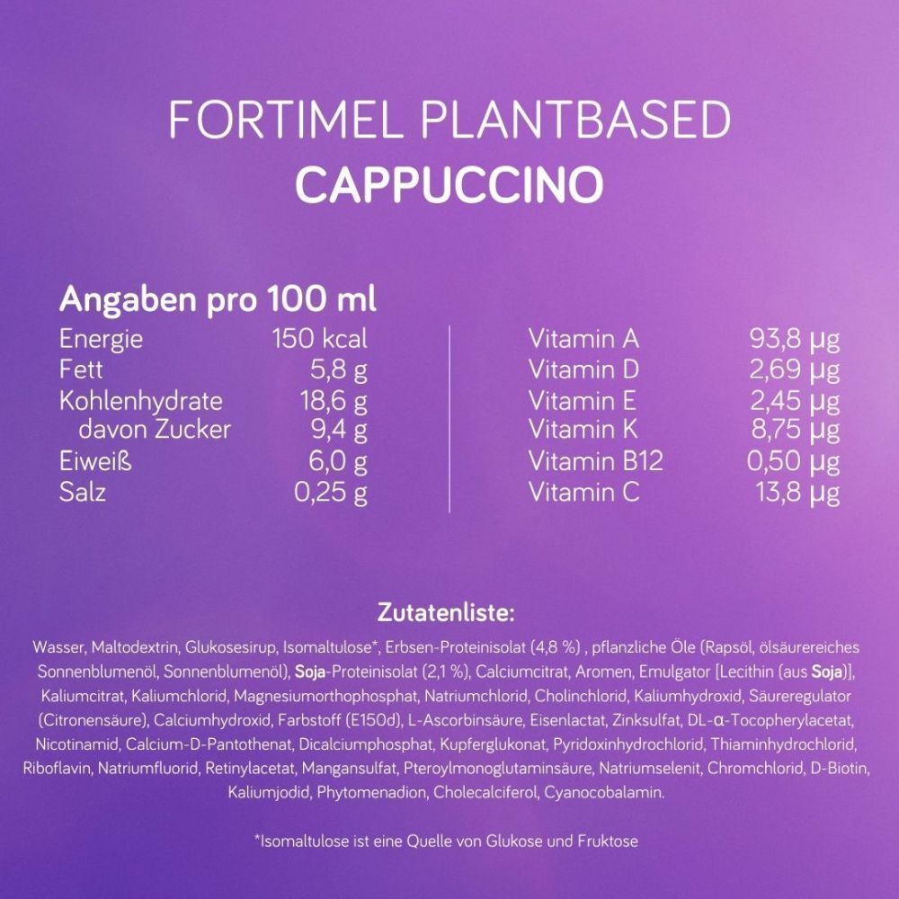 Fortimel PlantBased Cappuccino | Unsere erste rein pflanzliche medizinische Trinknahrung