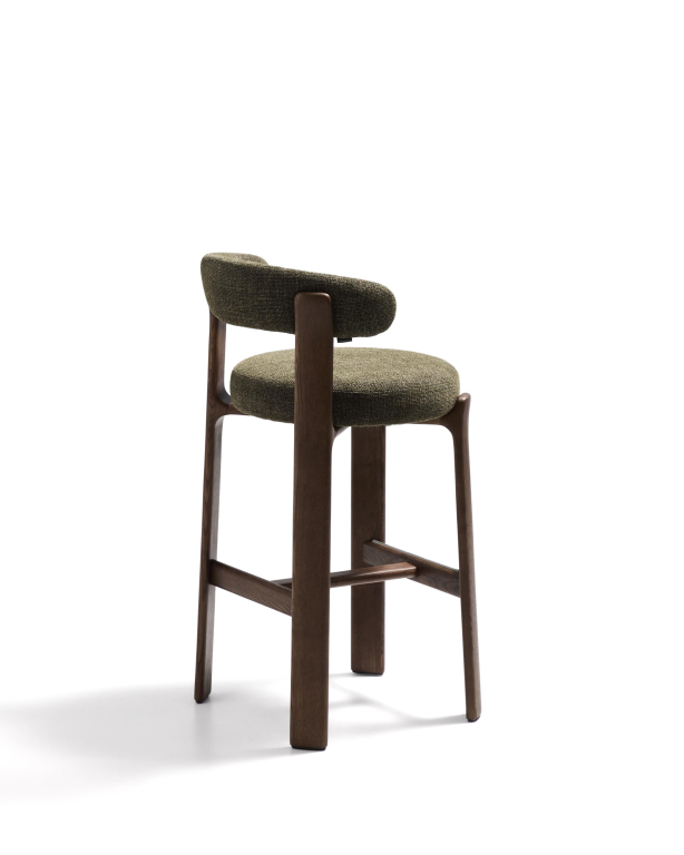 Kave Home Granite barkruk H75 donker essenhout, bruin chenille