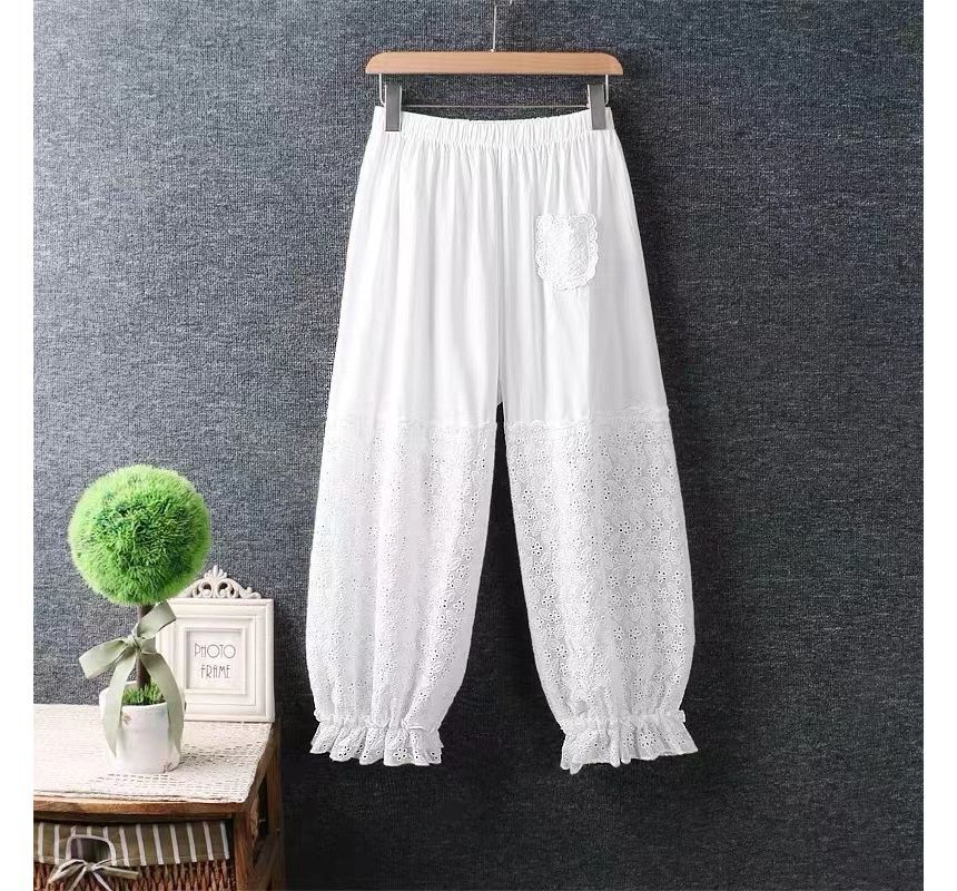 Santeh - Baggy broek met hoge taille en kantpaneel