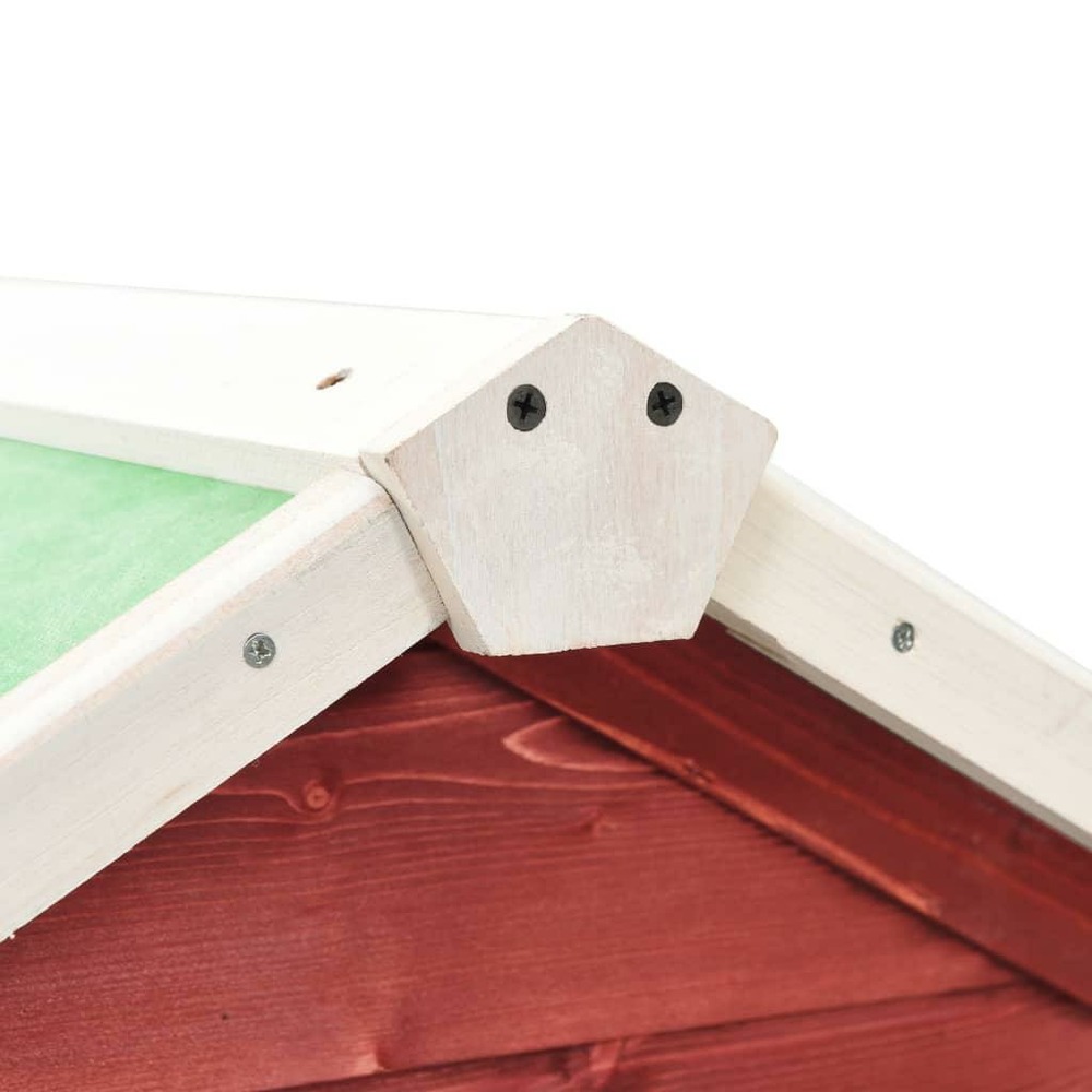 Clapier 140 x 63 x 120 cm bois de sapin massif rouge et blanc