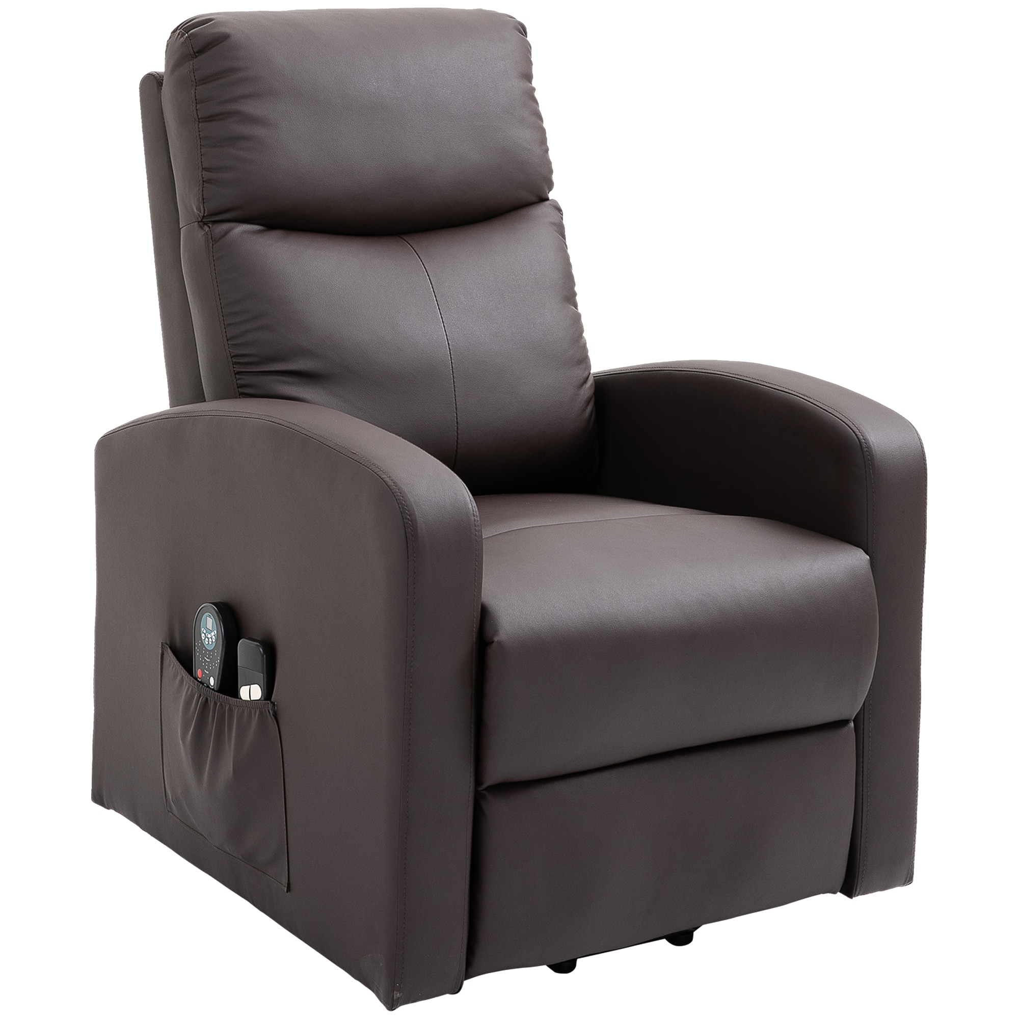 HOMCOM Funktionssessel mit Massagesessel und Aufstehhilfe braun 72L x 89B x 105H cm