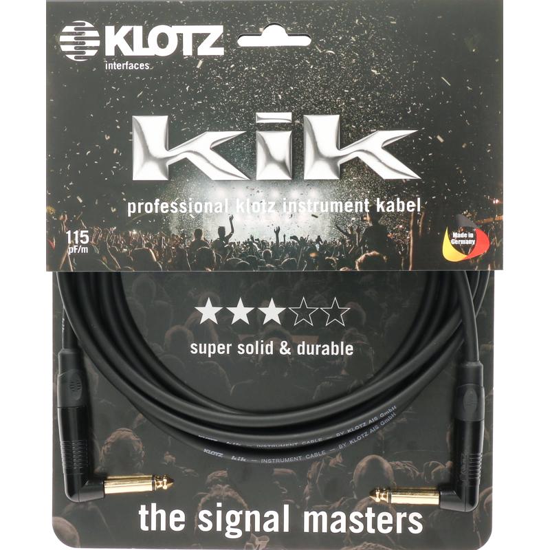 Klotz KIKKG6.0RRSW instrumentkabel TS 6.3mm jack-jack haaks zwart 6m