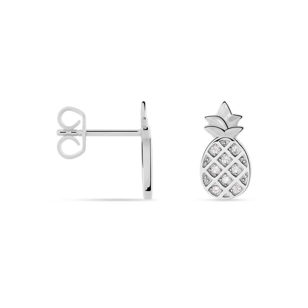 Boucles D'oreilles Puces Harold Argent Blanc Oxyde De Zirconium