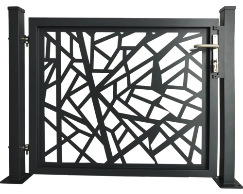 Enkele poort Amsterdam 120 x 100 cm incl. poortpaal 6,3 x 6,3 cm voor opbouw, antraciet