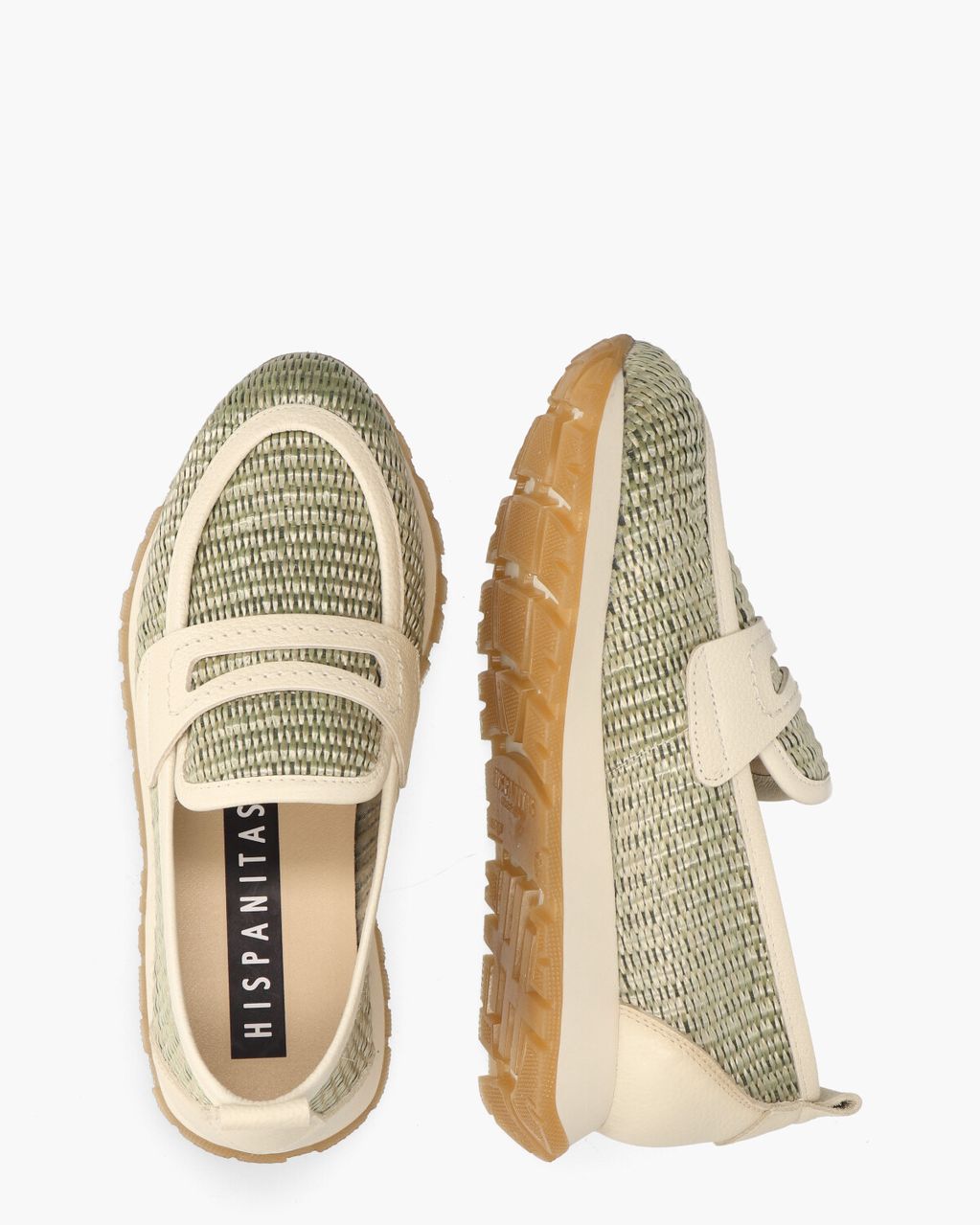 Hispanitas RHV254043 Lichtgroen/Off-White Damesloafers