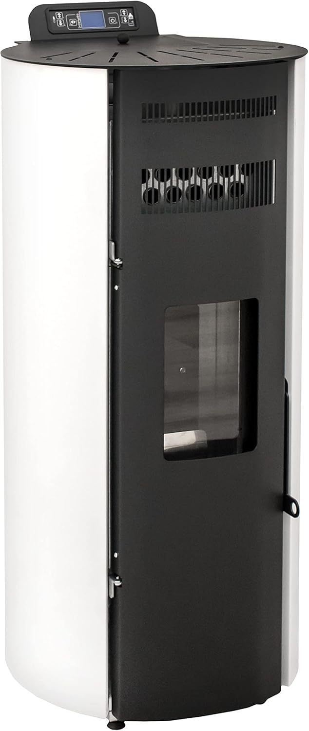 STUFE A PELLET ITALIA Boston 14 KW | Pelletöfen Effizienz 89% Heizt 130m² Autonomie 15 Std. Programmierbar 5 Geschwindigkeiten und Leistungsstufen 24 M Garantie Weiß