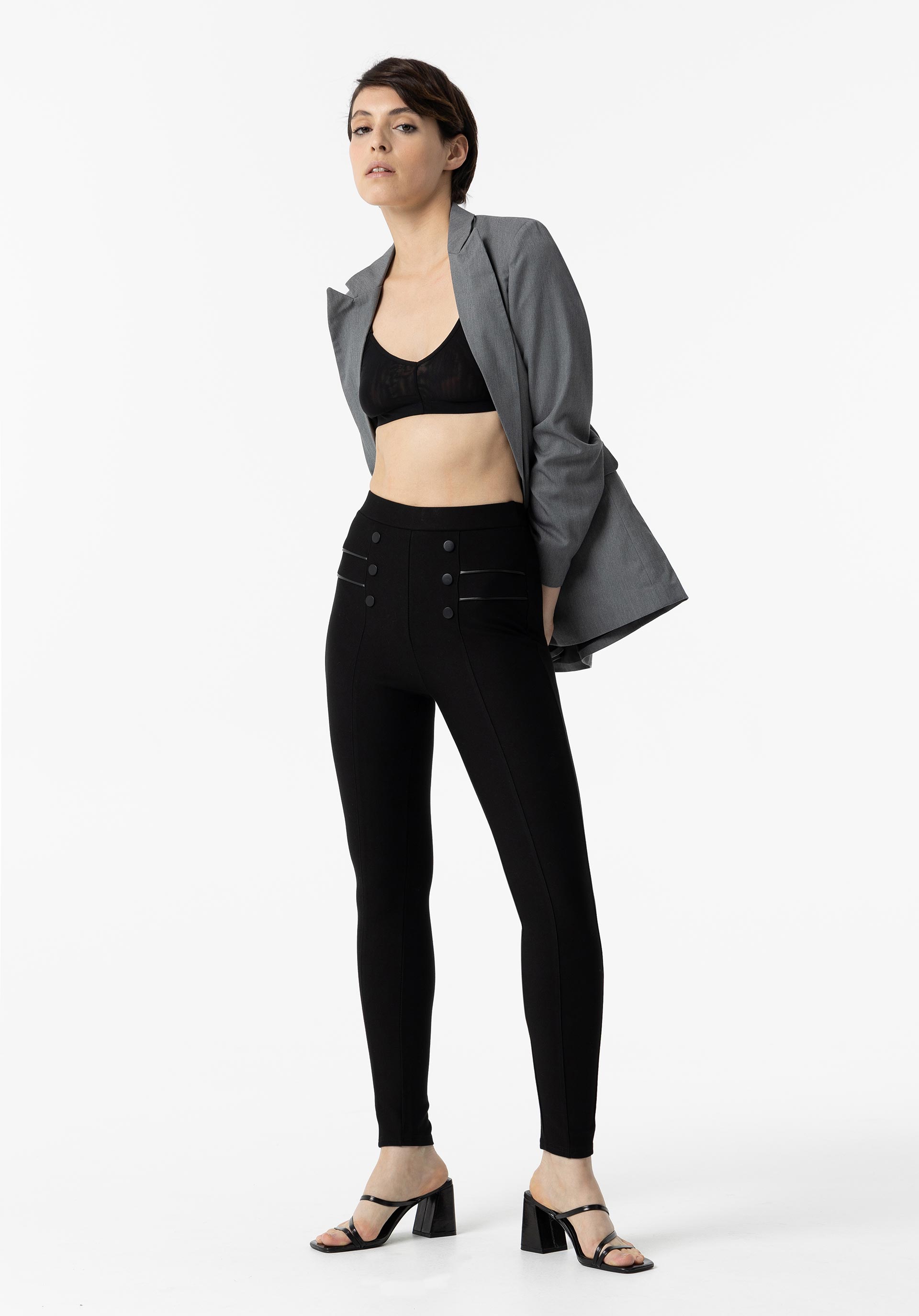 Leggings Combinadas com Efeito Pele