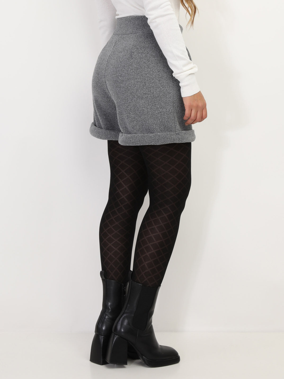 Short taille haute style paperbag- Gris