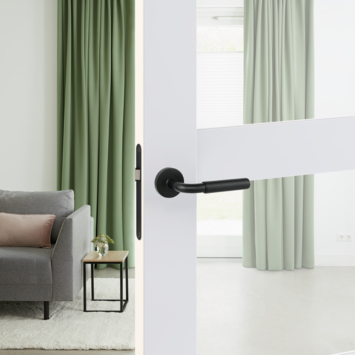 Karwei deurkruk set Roy rond rozet zwart RVS
