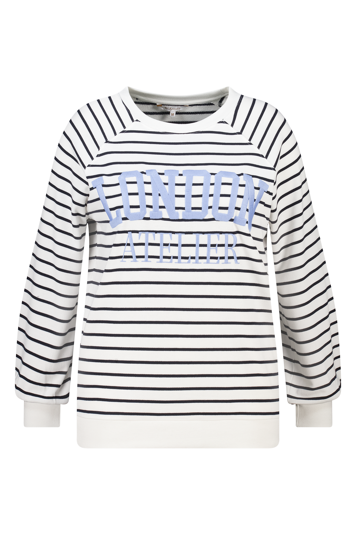 Gestreepte sweater met tekstprint Multi zwart-wit