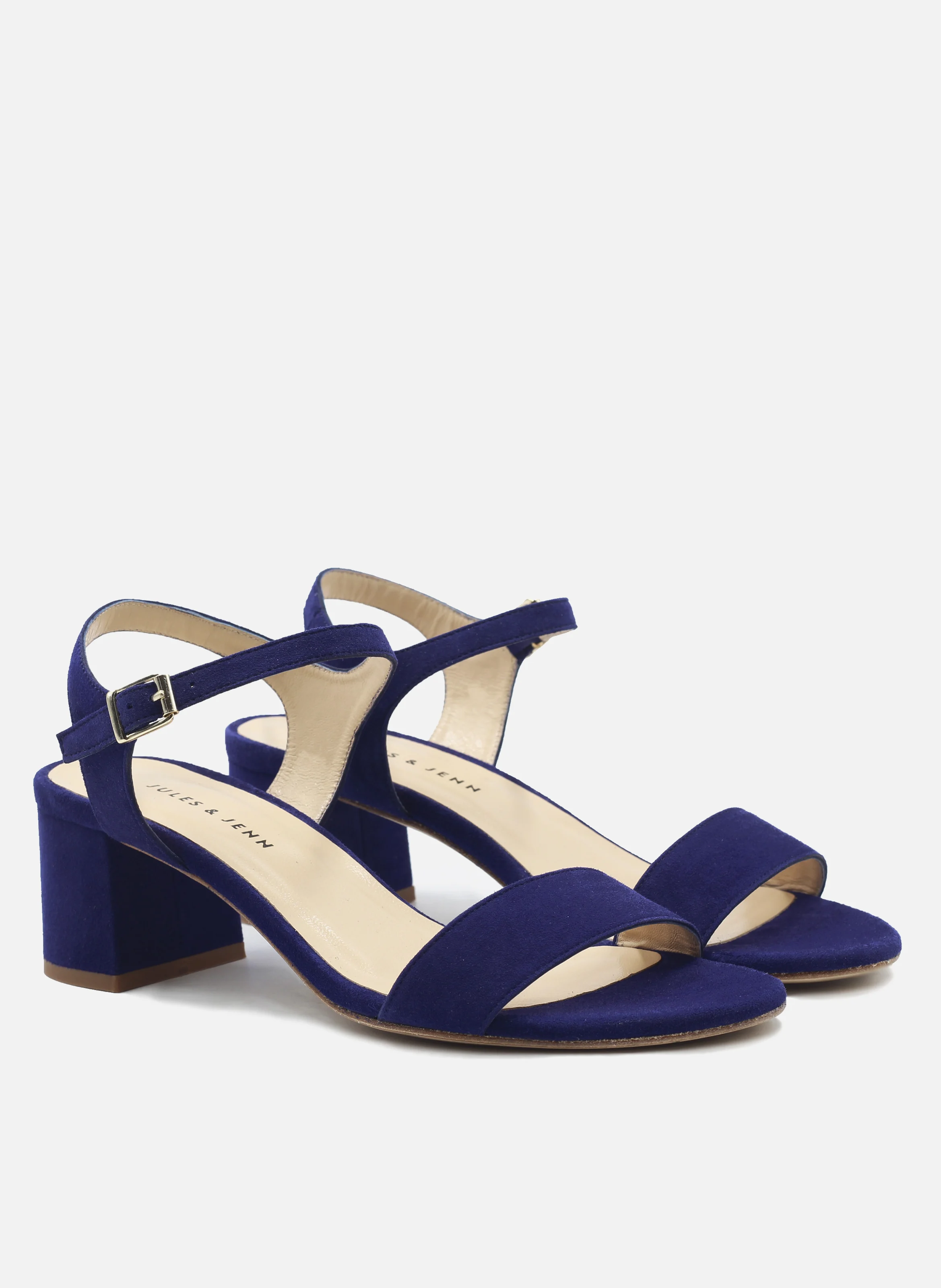 Sandales moyen talon cuir daim | Bleu